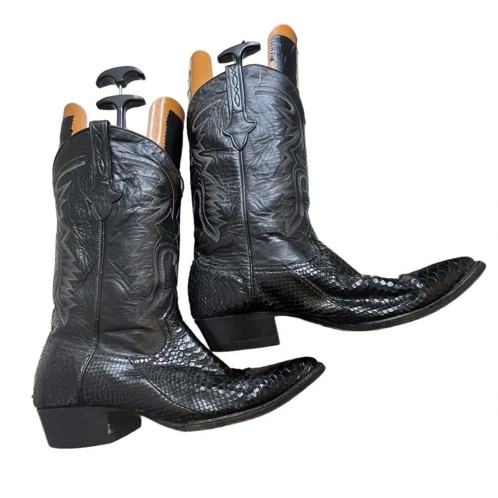 RARE🔥 CUADRA Western Boots Black Leather Snake Skin Boots Sz 10.5 Men's Mexico